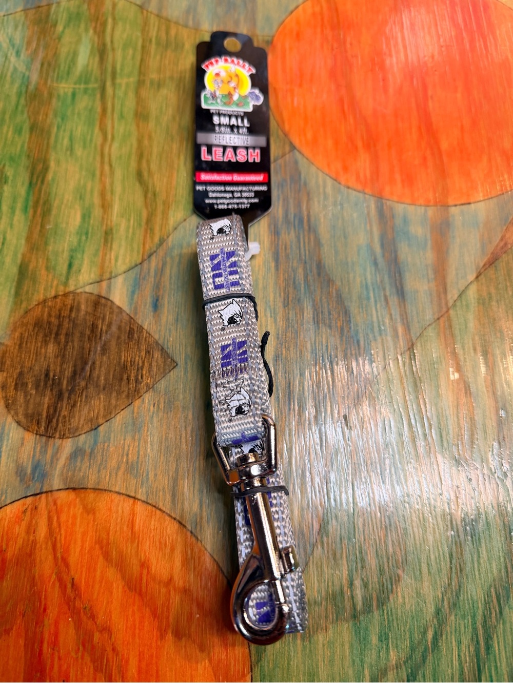 Pup Rally Small 5/8in X 4ft Northwestern University Reflective Dog Leash Gray Pu
